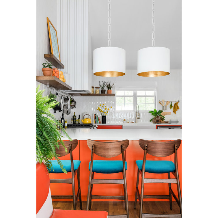 Matte White Drum Shade Chandelier with Oversized Chain - 6 Light