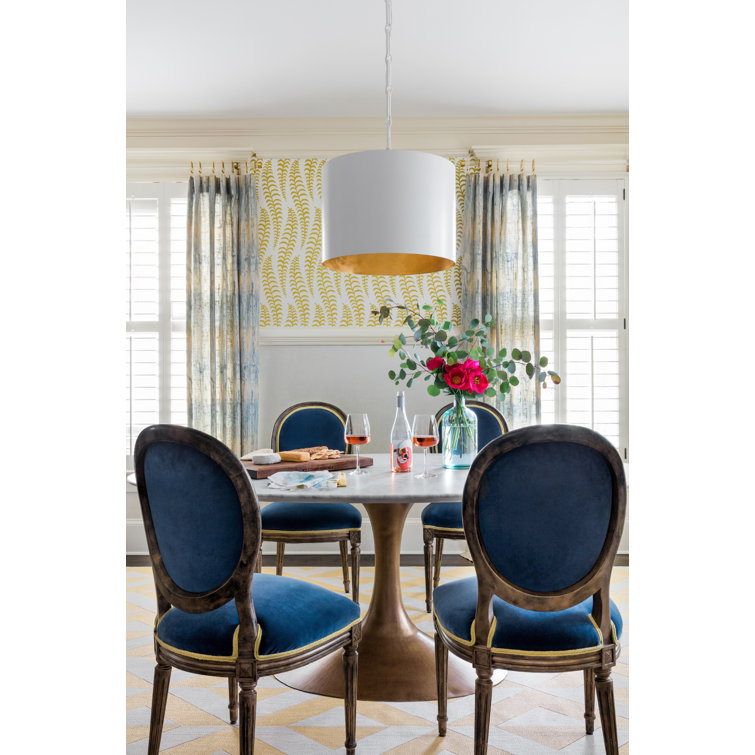 Matte White Drum Shade Chandelier with Oversized Chain - 6 Light