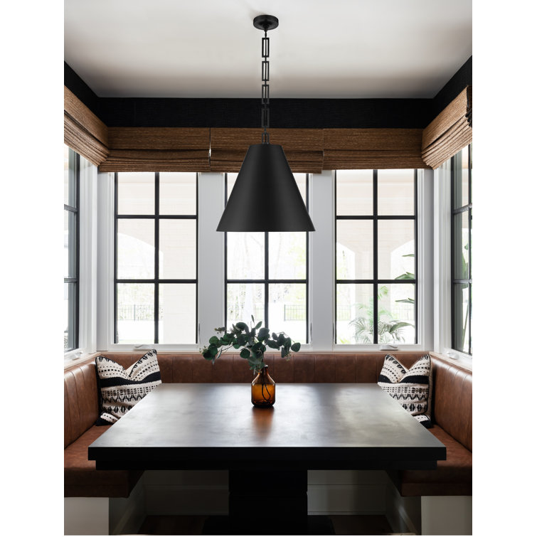 Alston Matte Black & Antique Gold 3-Light Drum Pendant