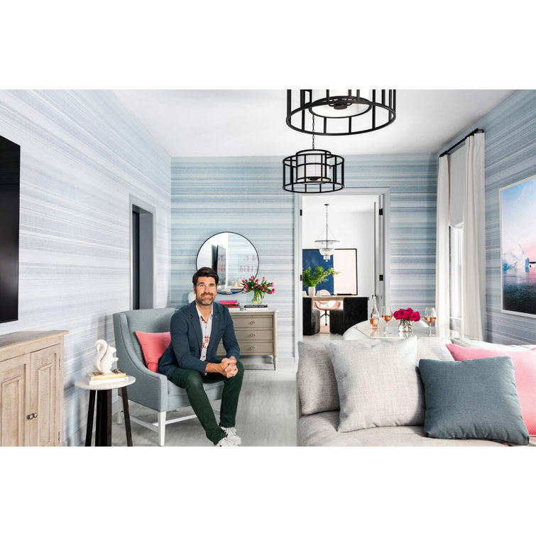 Sleek Matte Black and White Silk Drum Chandelier with 5 Lights