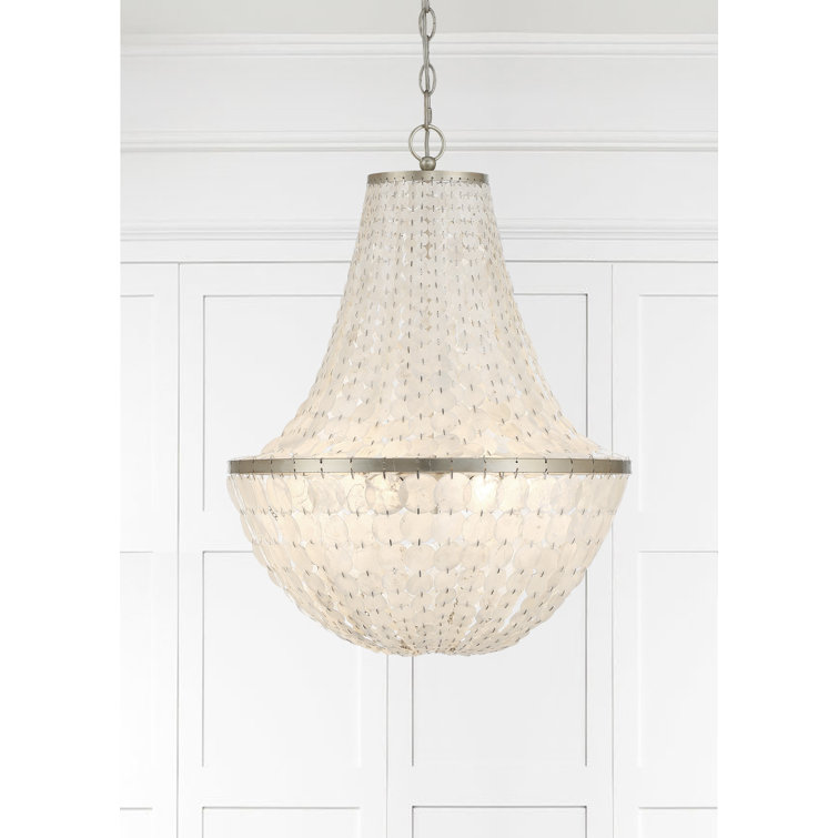 Brielle Antique Silver 6-Light Chandelier with Capiz Shells