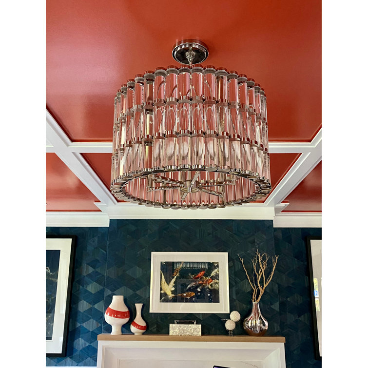 Elliot Polished Nickel 6-Light Chandelier with Clear Glass Beads