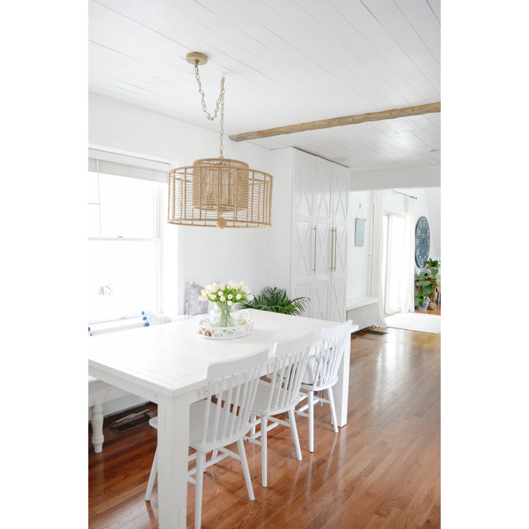 Jayna Burnished Silver 4-Light Drum Chandelier with Natural Jute