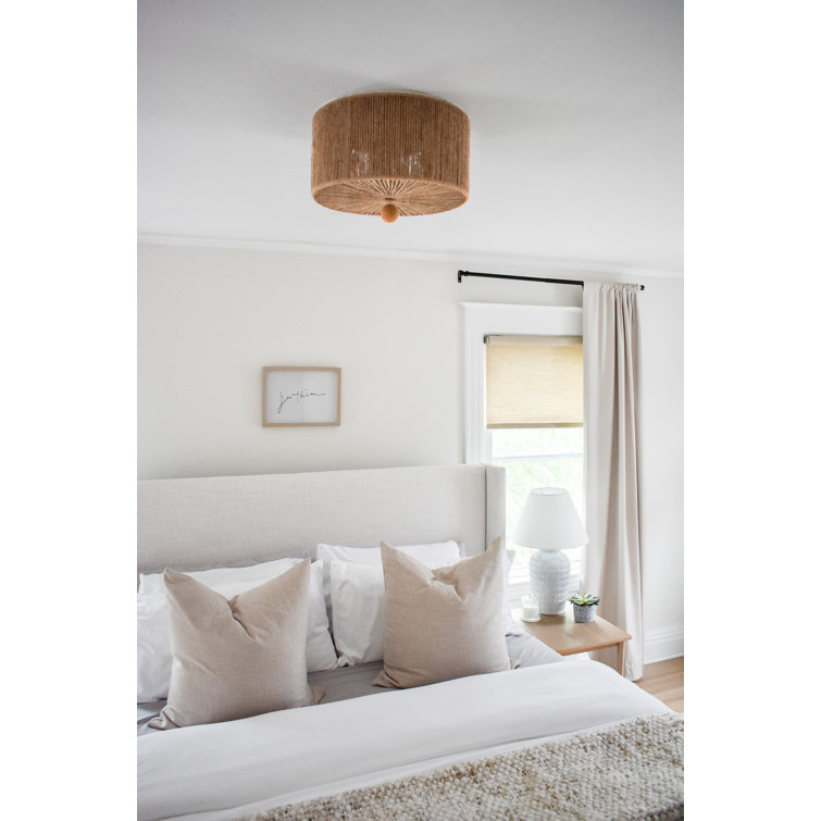 Jessa Burnished Silver 3-Light Jute Drum Ceiling Mount