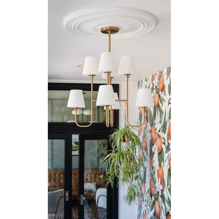 Lane 8-Light Black Metal Tiered Chandelier with White Glass Shades