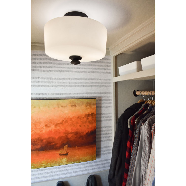 Travis Polished Nickel 2-Light Indoor/Outdoor LED Semi-Flush Mount