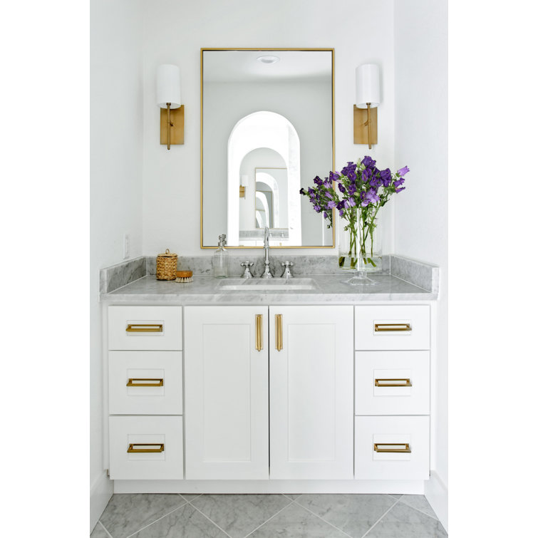 Aged Brass Single Light Dimmable Wall Sconce with White Drum Shade