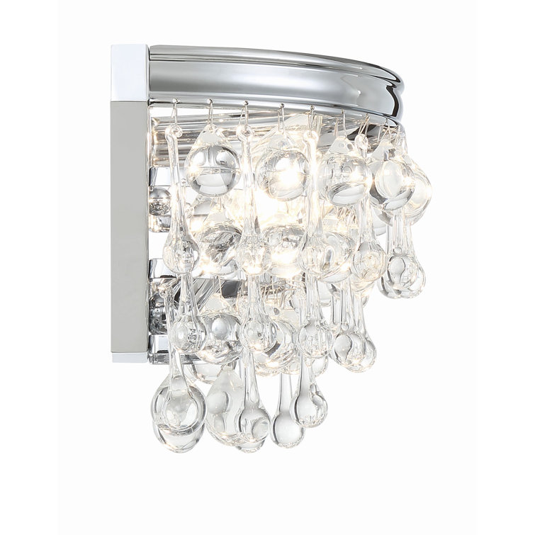 Polished Chrome 2-Light Crystal Flush Mount Sconce