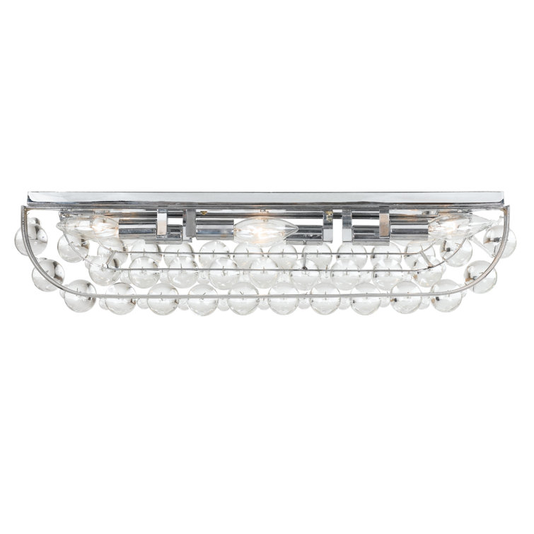 Polished Chrome 8-Light Dimmable Vanity Fixture with Clear Glass Drops
