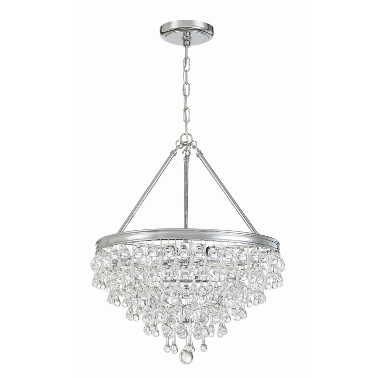 Polished Chrome 6-Light Tiered Crystal Chandelier