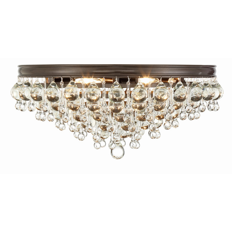 Calypso 20" Polished Chrome 6-Light Flush Mount with Clear Crystal Drops