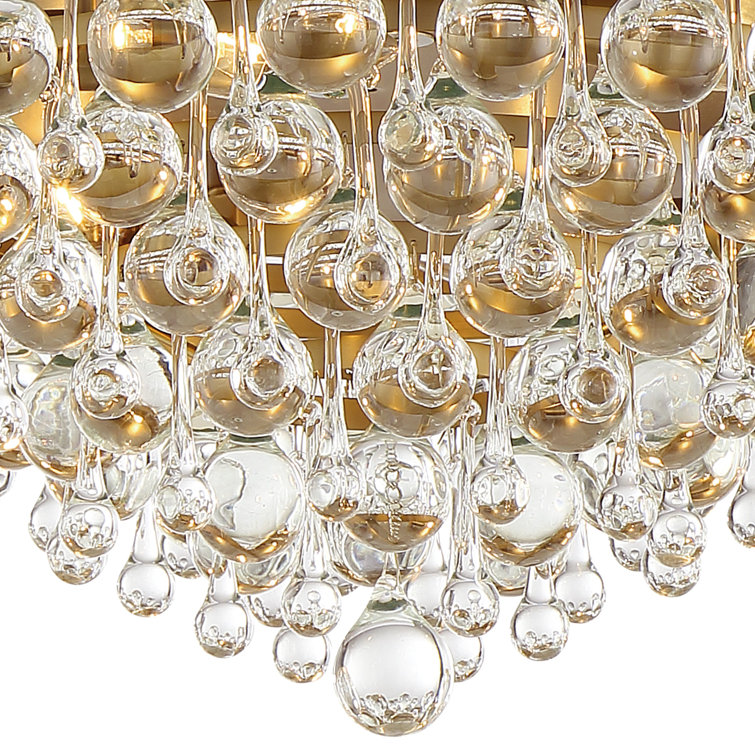 Calypso 20" Polished Chrome 6-Light Flush Mount with Clear Crystal Drops