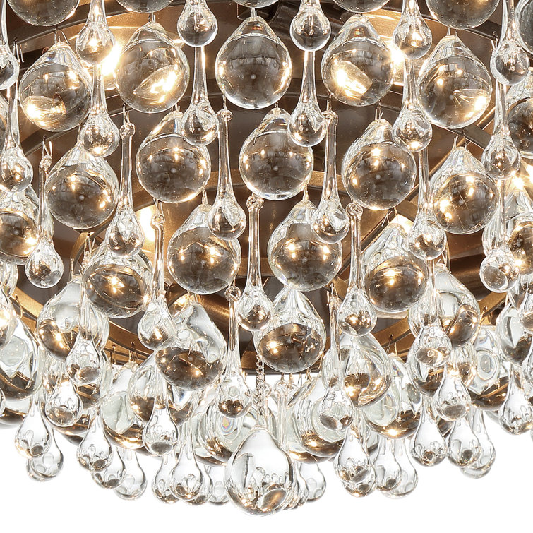Calypso 20" Polished Chrome 6-Light Flush Mount with Clear Crystal Drops