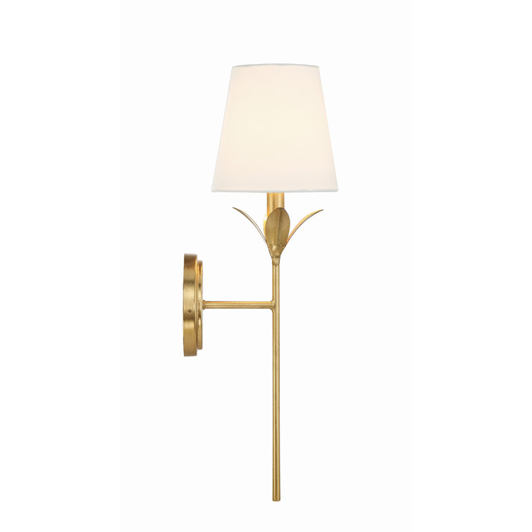 Antique Gold Wrought Iron Dimmable Wall Sconce with White Shade