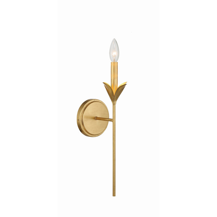 Antique Gold Wrought Iron Dimmable Wall Sconce with White Shade