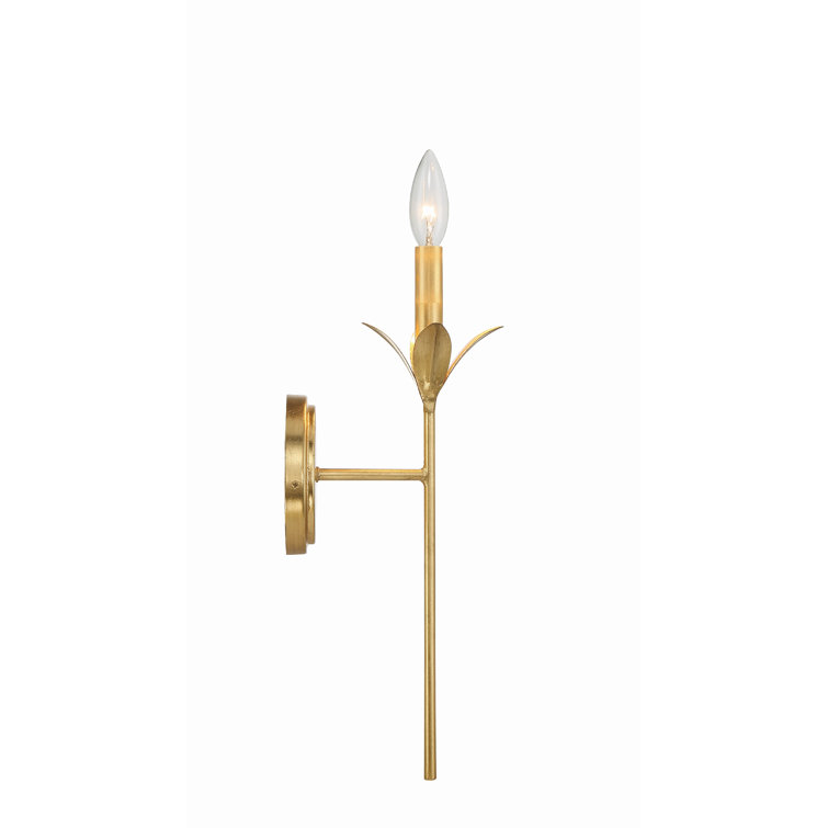 Antique Gold Wrought Iron Dimmable Wall Sconce with White Shade