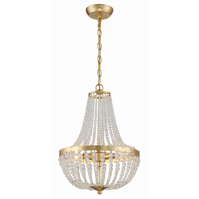 Antique Gold Crystal Empire Chandelier with Wrought Iron Frame