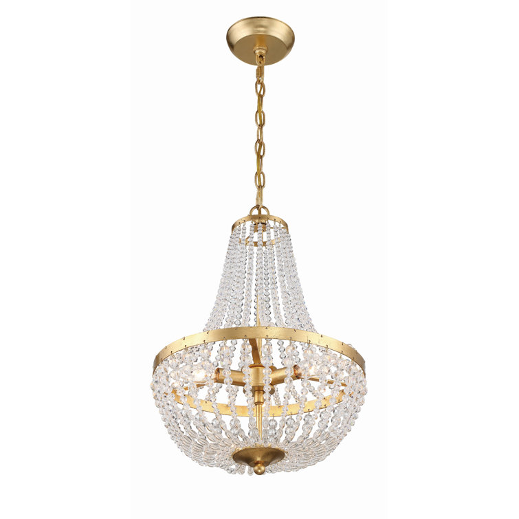 Antique Gold Crystal Empire Chandelier with Wrought Iron Frame