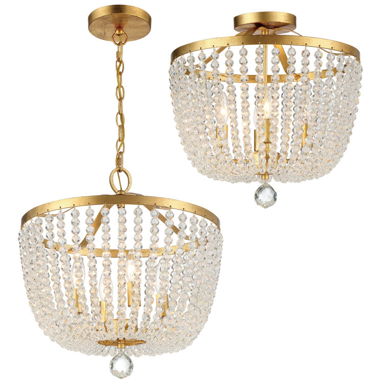 Antique Gold Beaded 4-Light Empire Chandelier