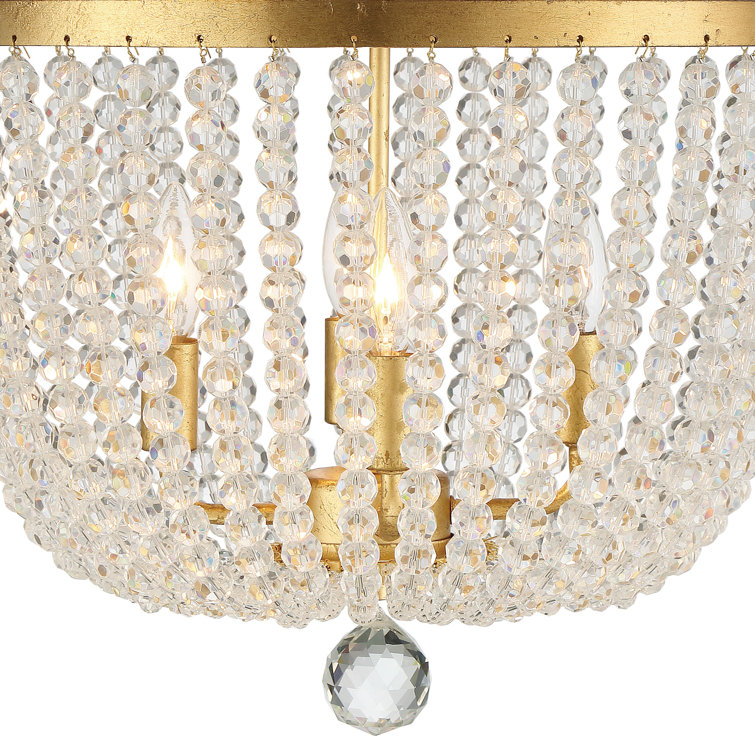 Antique Gold Beaded 4-Light Empire Chandelier