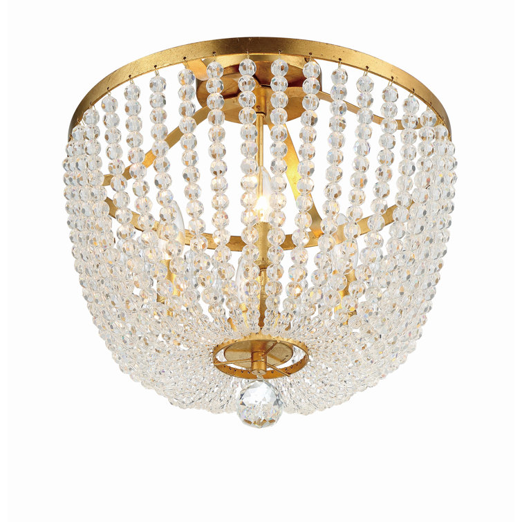 Antique Gold Beaded 4-Light Empire Chandelier