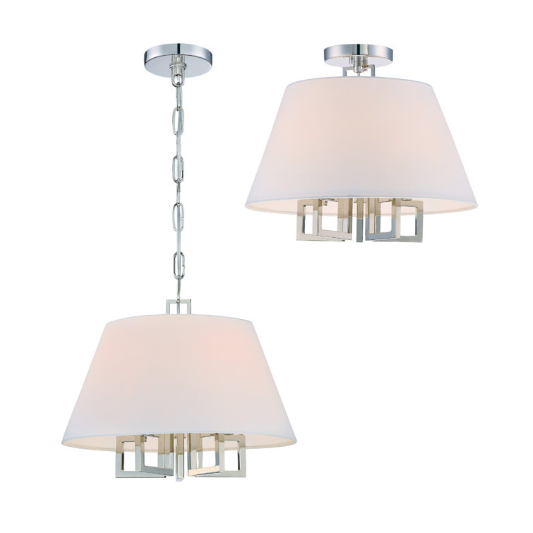 Polished Nickel Mini Chandelier with Silk Shade
