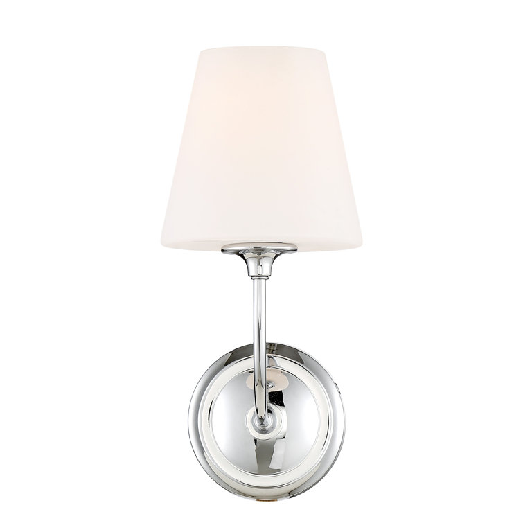 Sylvan Polished Chrome 1-Light Wall Sconce with White Glass Shade