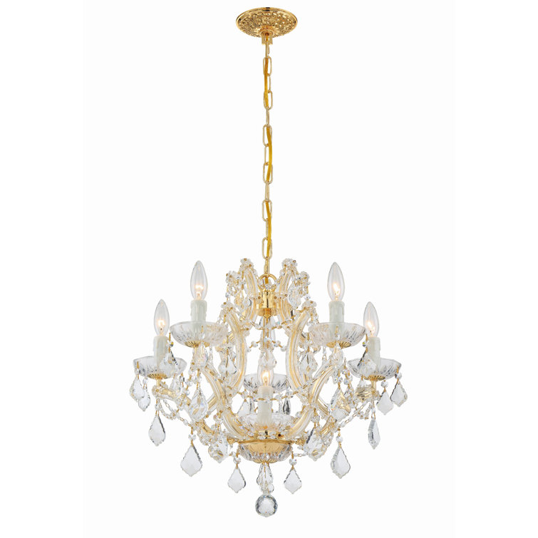 Gold Mini Crystal Candle Chandelier with Clear Italian Crystals
