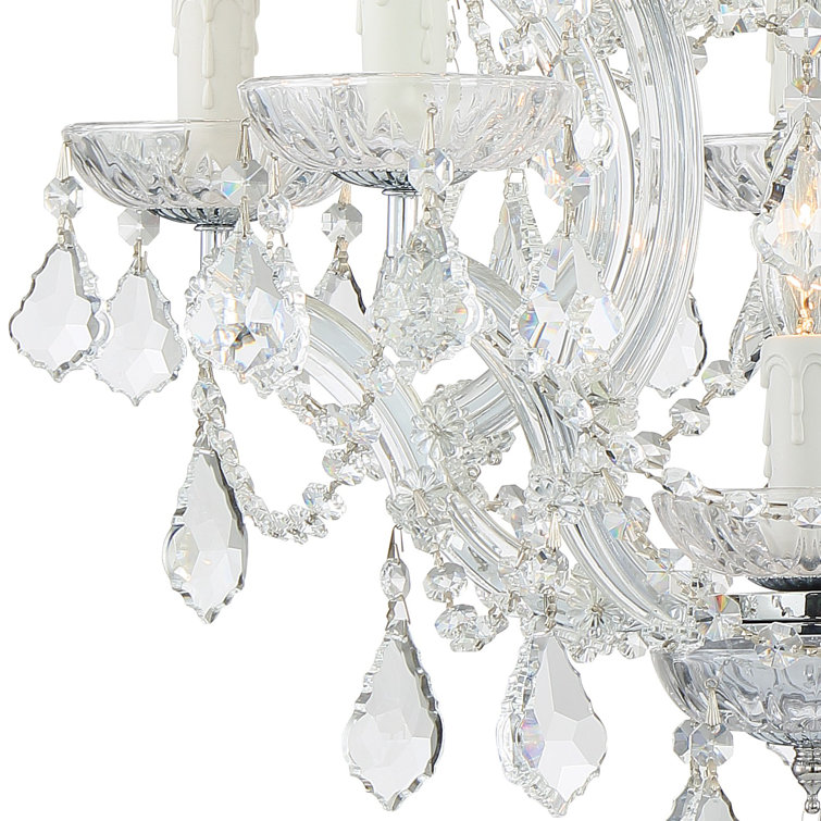 Gold Mini Crystal Candle Chandelier with Clear Italian Crystals