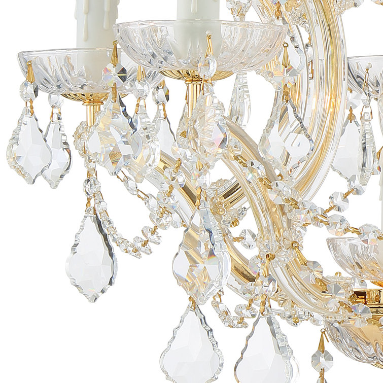 Gold Mini Crystal Candle Chandelier with Clear Italian Crystals