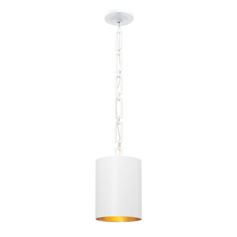 Matte White Mini Drum Chandelier with Antique Gold Accents