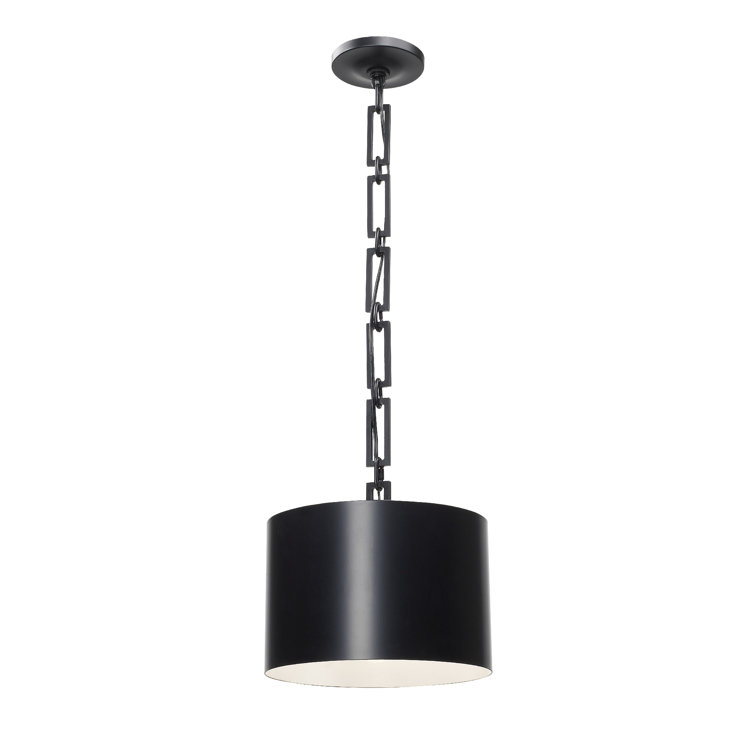Mini Alston Drum Pendant in Matte Black with Steel Shade