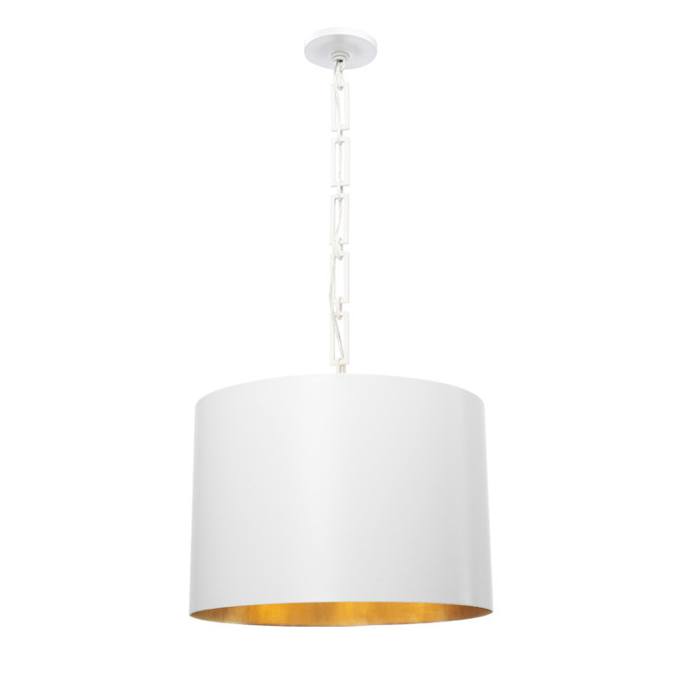 Matte White Drum Shade Chandelier with Oversized Chain - 6 Light
