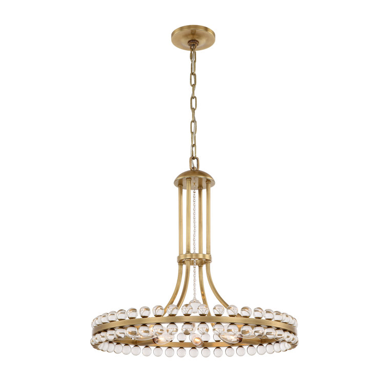 Clover Aged Brass 8-Light Chandelier with Crystal Glass Beads