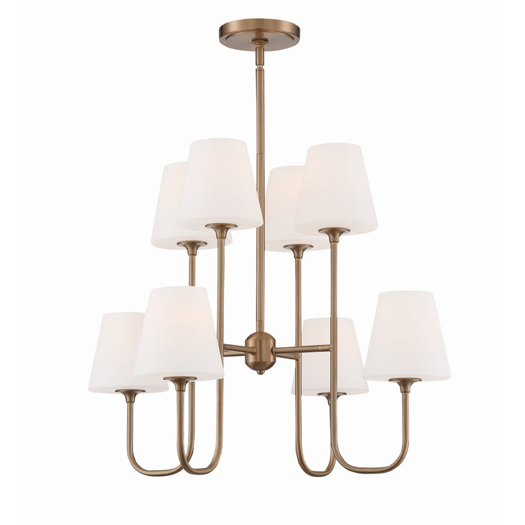 Lane 8-Light Black Metal Tiered Chandelier with White Glass Shades