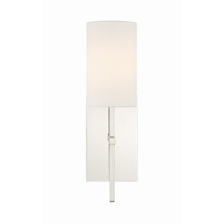Polished Nickel 1-Light Sconce with White Silk Shade