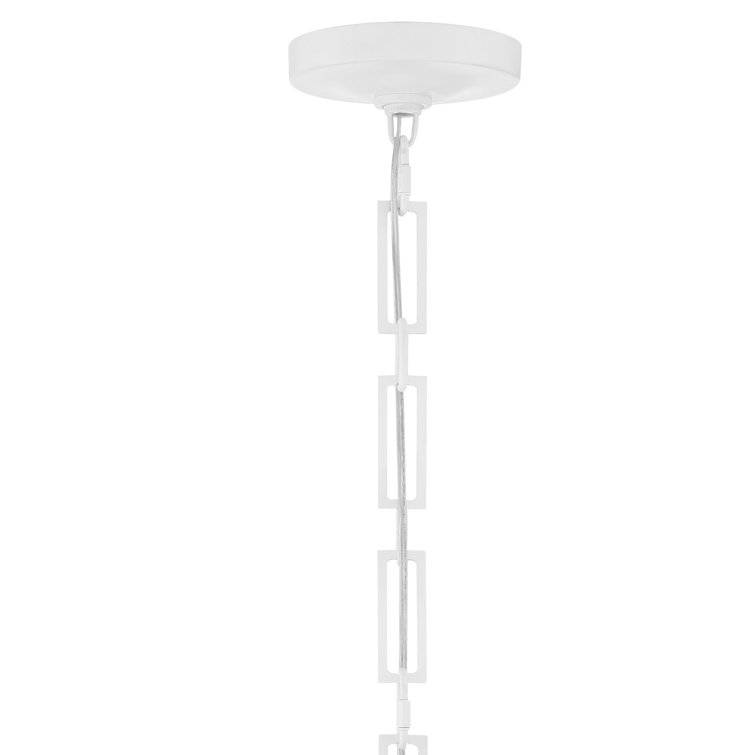 Alston Matte White and Antique Gold Drum Chandelier with Iron Shade
