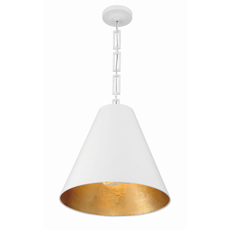 Alston Matte White and Antique Gold Drum Chandelier with Iron Shade