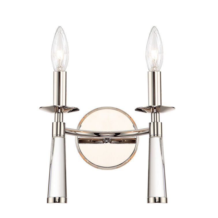 Baxter Polished Nickel 2-Light Sconce with White Silk Shade