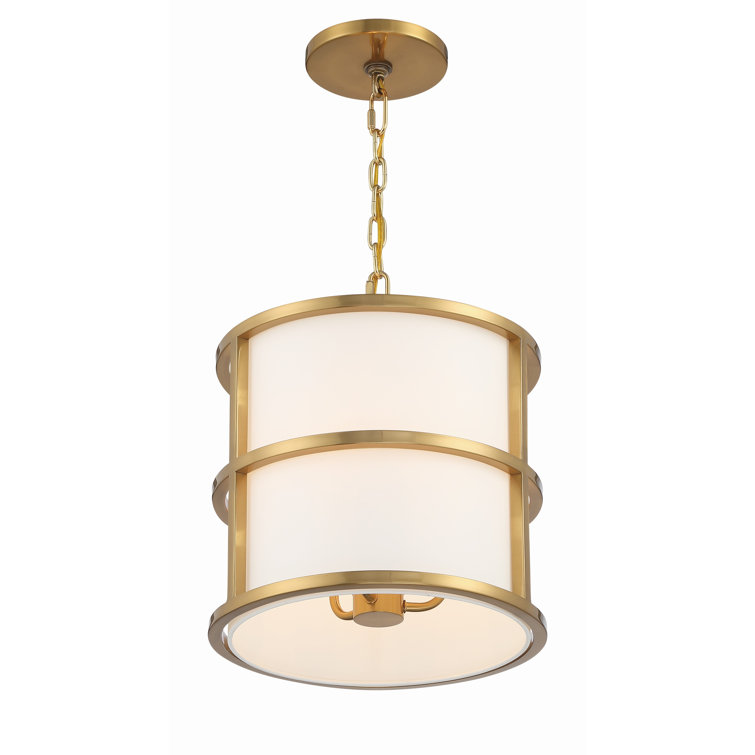 Hulton Luxe Gold Mini Drum Silk Shade 3-Light Pendant