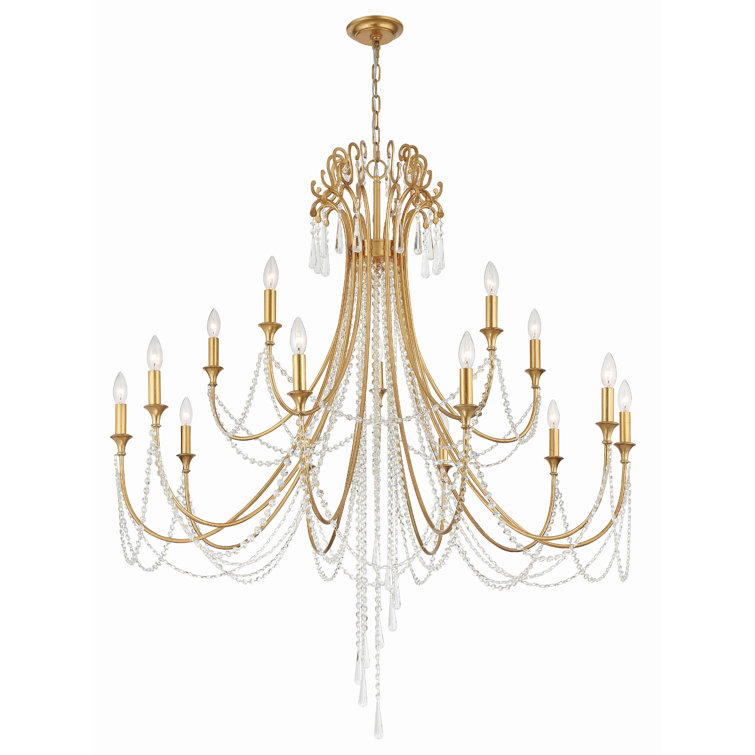 Antique Gold Crystal 15-Light Candle Style Chandelier