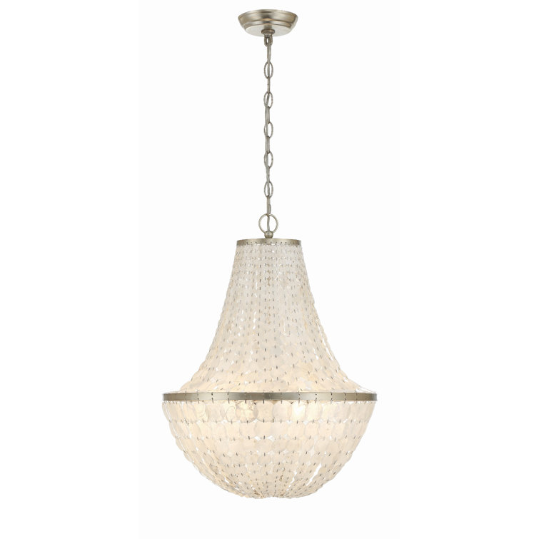 Brielle Antique Silver 6-Light Chandelier with Capiz Shells