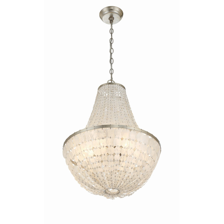 Brielle Antique Silver 6-Light Chandelier with Capiz Shells