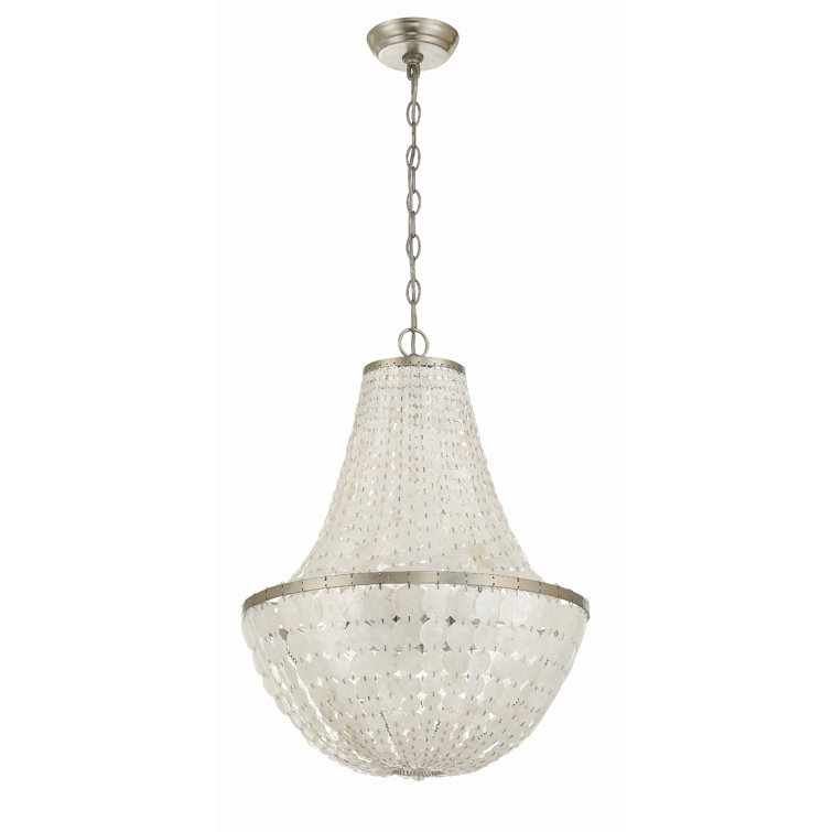 Brielle Antique Silver 6-Light Chandelier with Capiz Shells