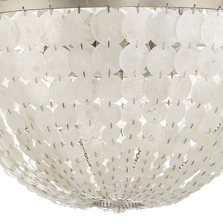 Brielle Antique Silver 6-Light Chandelier with Capiz Shells