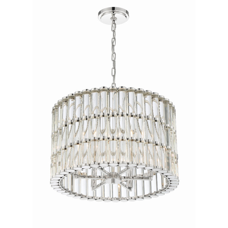 Elliot Polished Nickel 6-Light Chandelier with Clear Glass Beads