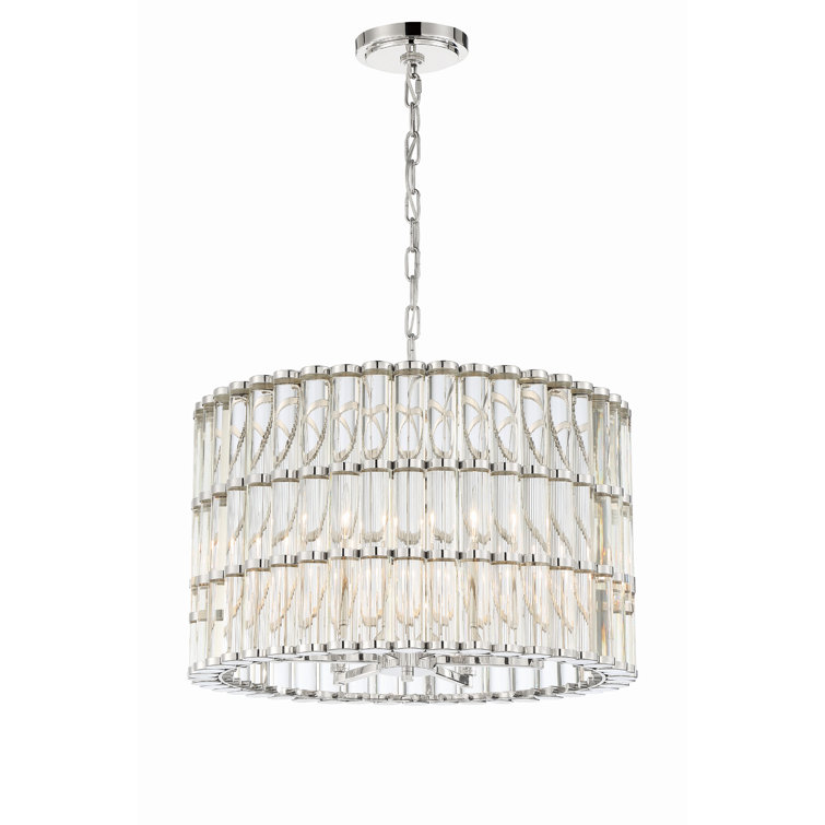 Elliot Polished Nickel 6-Light Chandelier with Clear Glass Beads