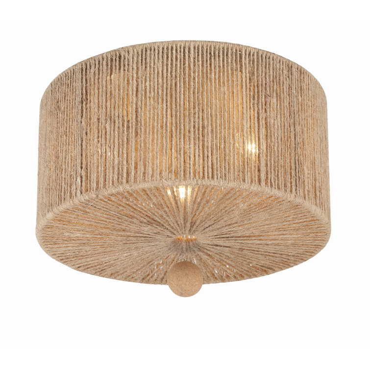 Jessa Burnished Silver 3-Light Jute Drum Ceiling Mount