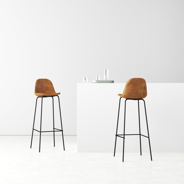 Maxine 30'' Black Matte Metal & Vegan Leather Barstool