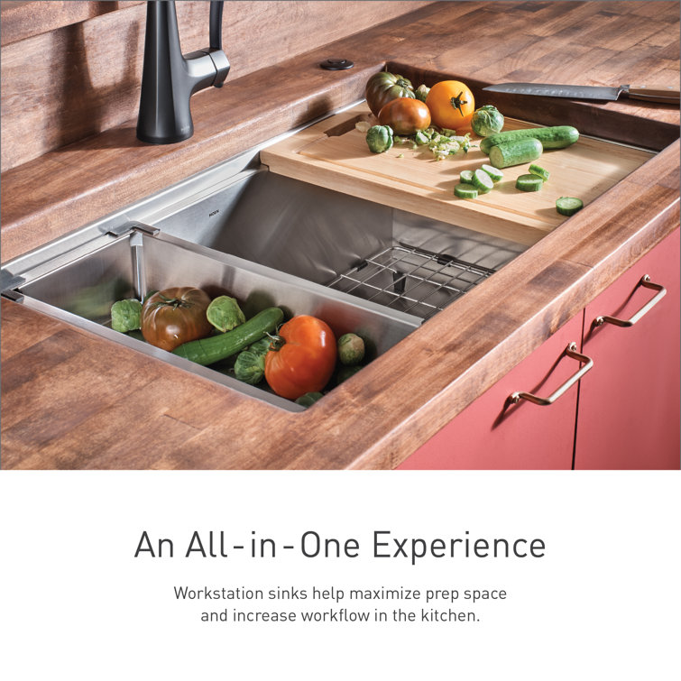 Luxe Chef 32" Stainless Steel Undermount Single Bowl Workstation Sink